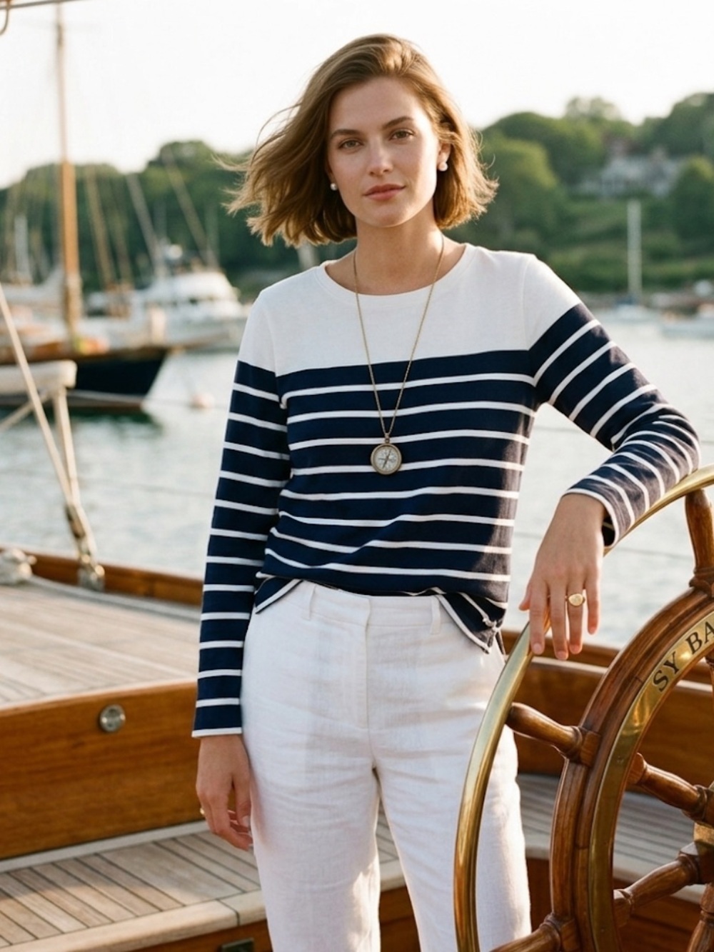 GAP Navy and Cream Casual Striped T-Shirt